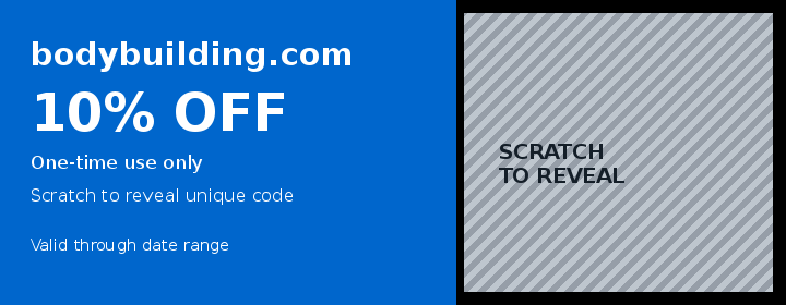 Bodybuilding.com blue scratch-to-reveal one-time-use coupon