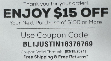 Optics Planet $15 off $150 one-time-use coupon example