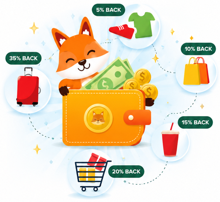 Checkout Saver fox with cashback wallet