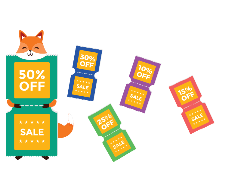 Look for the Checkout Saver savings fox on supported stores